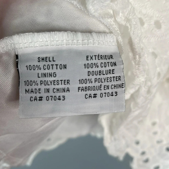 REBELLION Coquette White Eyelet Peplum Tied Strap Top Zipper Lined Cotton Size M - Picture 8 of 12